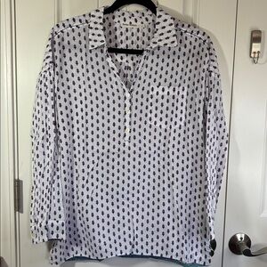 Roller Rabbit Tiny Floral Print Long Sleeve Tunic Blouse Size Extra Small